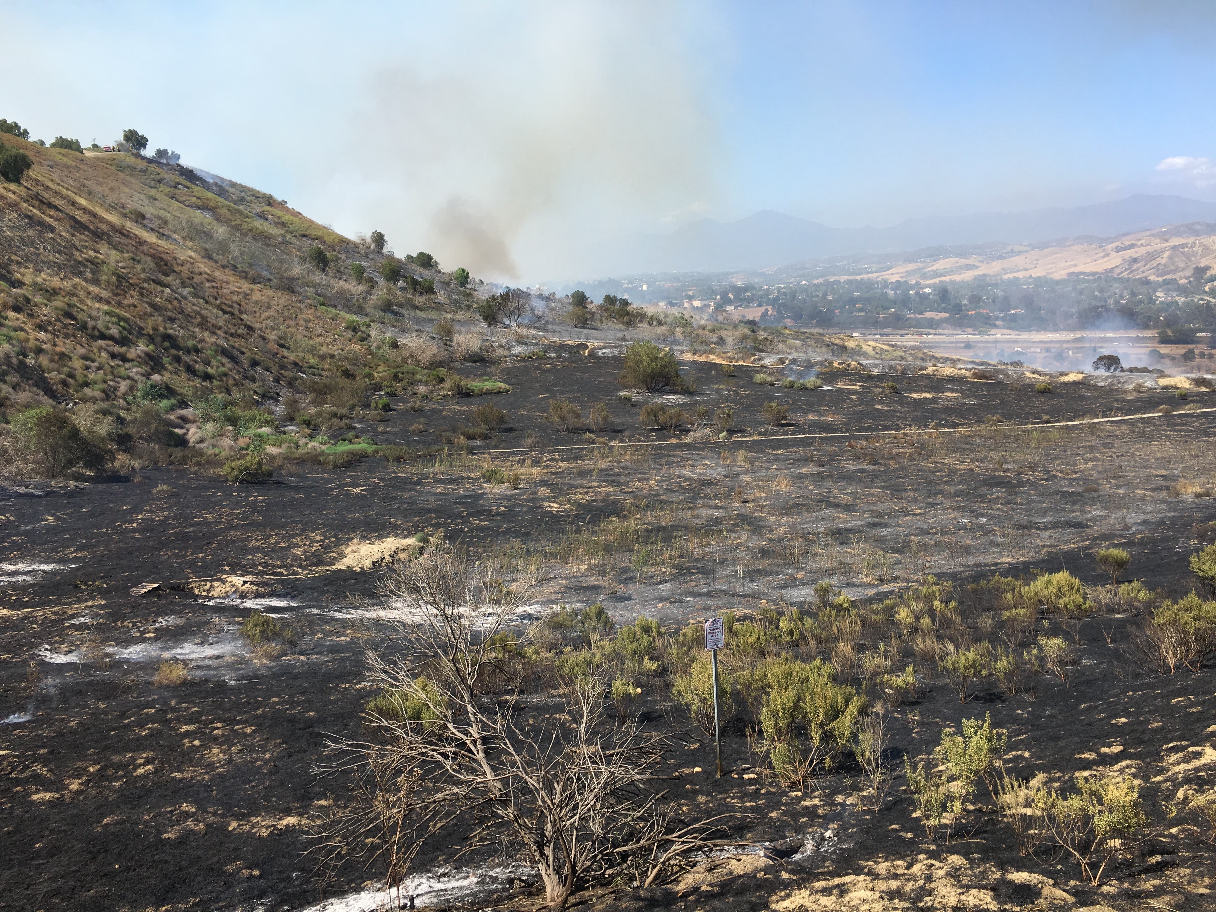 Acres burned in a recent brush fire near San Juan Capistrano (Orange County Fire Authority photo)