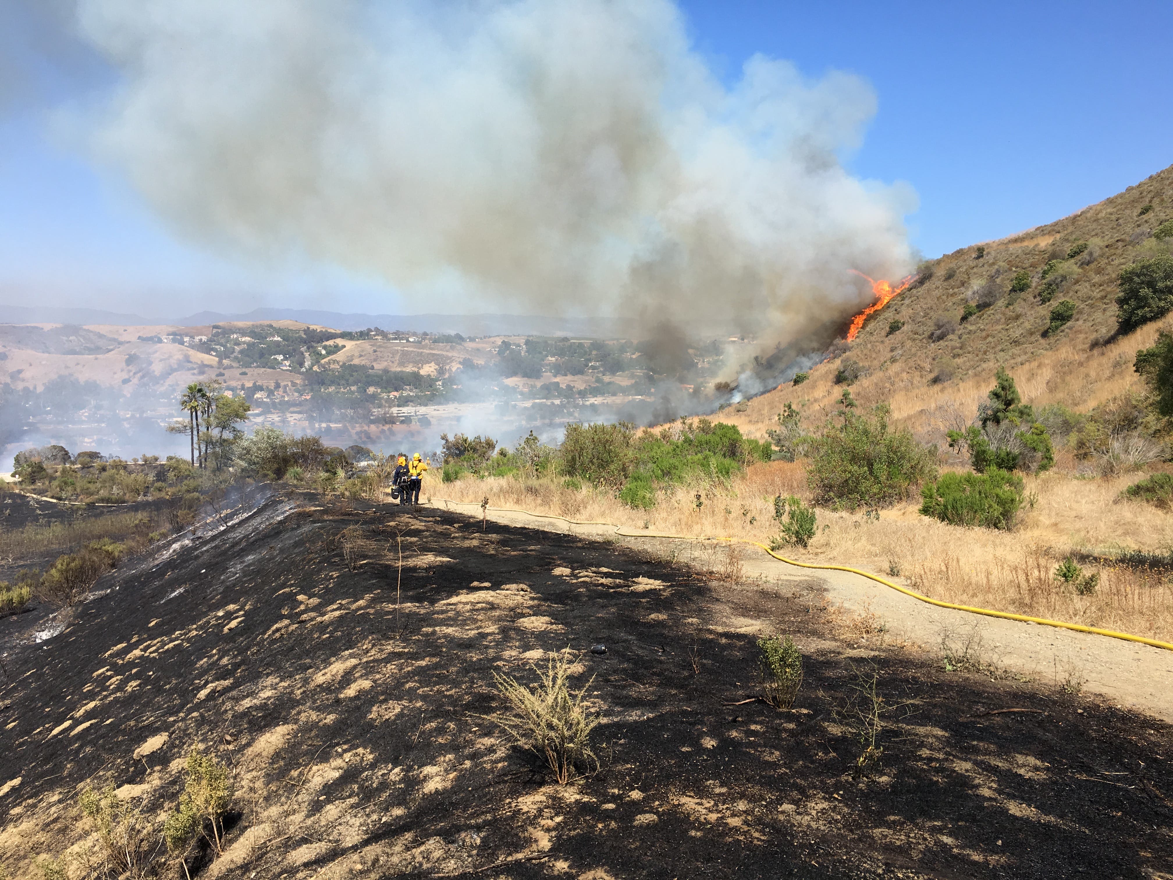 Active brush fire near I-5 in San Juan Capistrano, CA (Orange County Fire Authority)