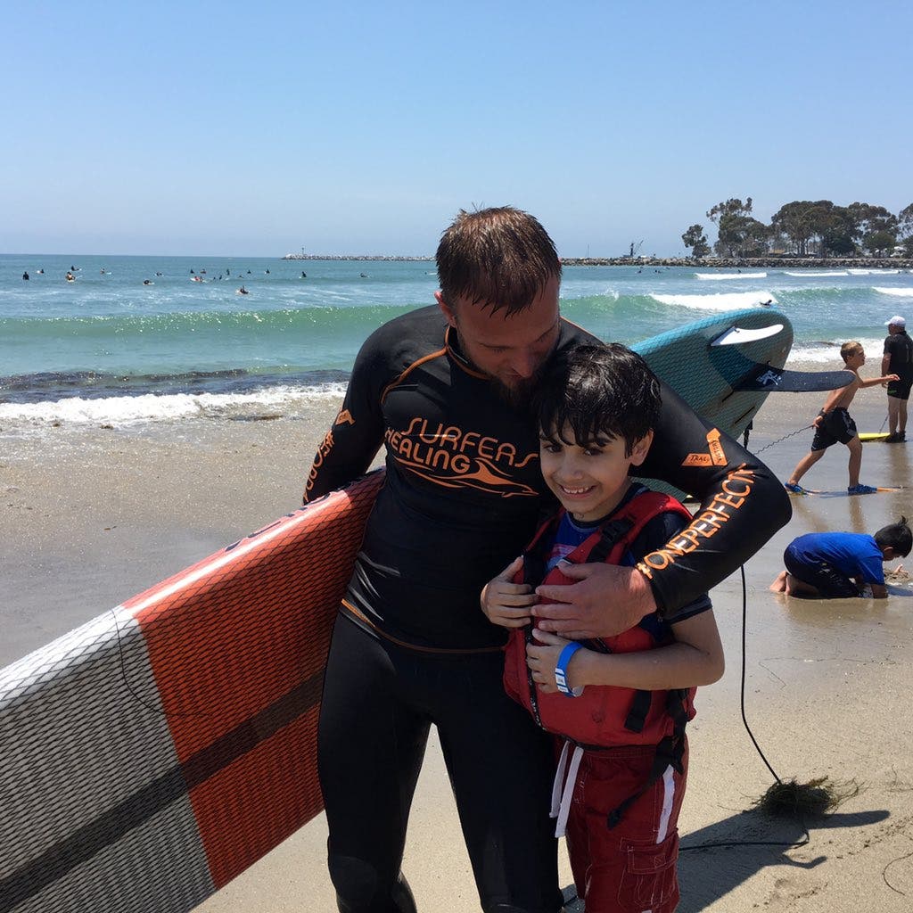 Heidi Decks son Ethan and his Surfer's Healing buddy Seth (courtesy)