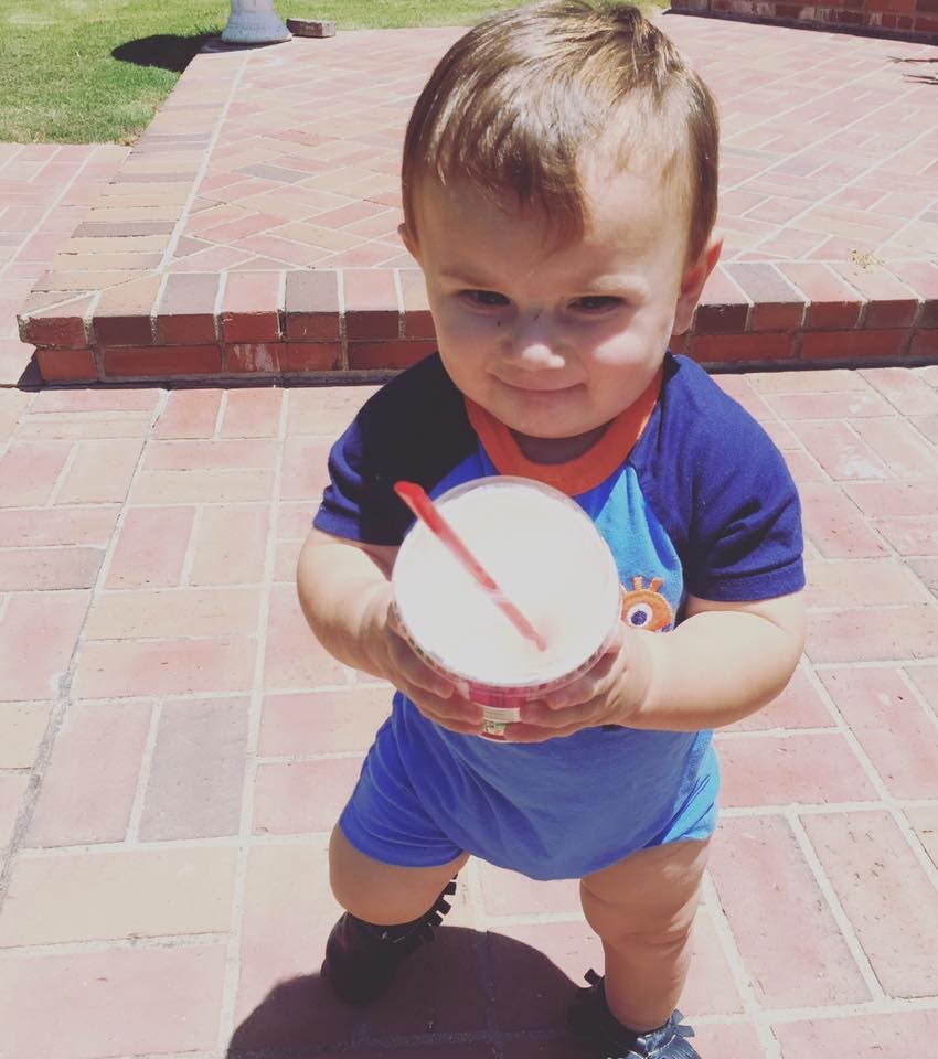 A first slurpee on 7-11's Free Slurpee Day in Yorba Linda OC (courtesy)