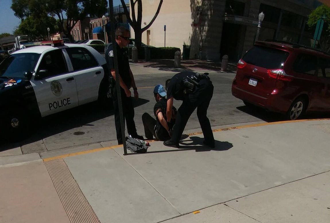 apprehension of suspect in fullerton Pokemon Go arrest (Javier Soch/Seth Ortega)