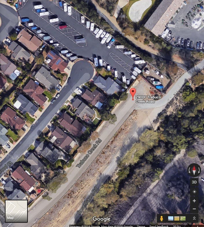 Trabuco Creek Road - Dead End - Orange County - Google Screenshot