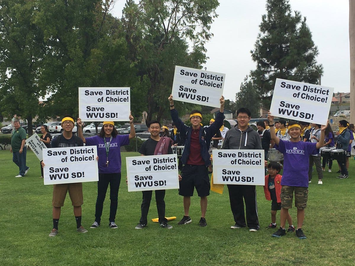  Diamond Bar High students join District of Choice support rally on August 27.