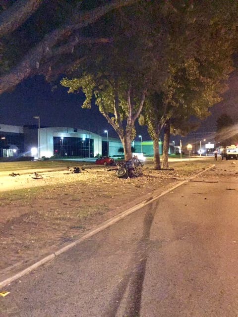 Street Racing collision with tree in Santa Ana (Santa Ana PD Photo)