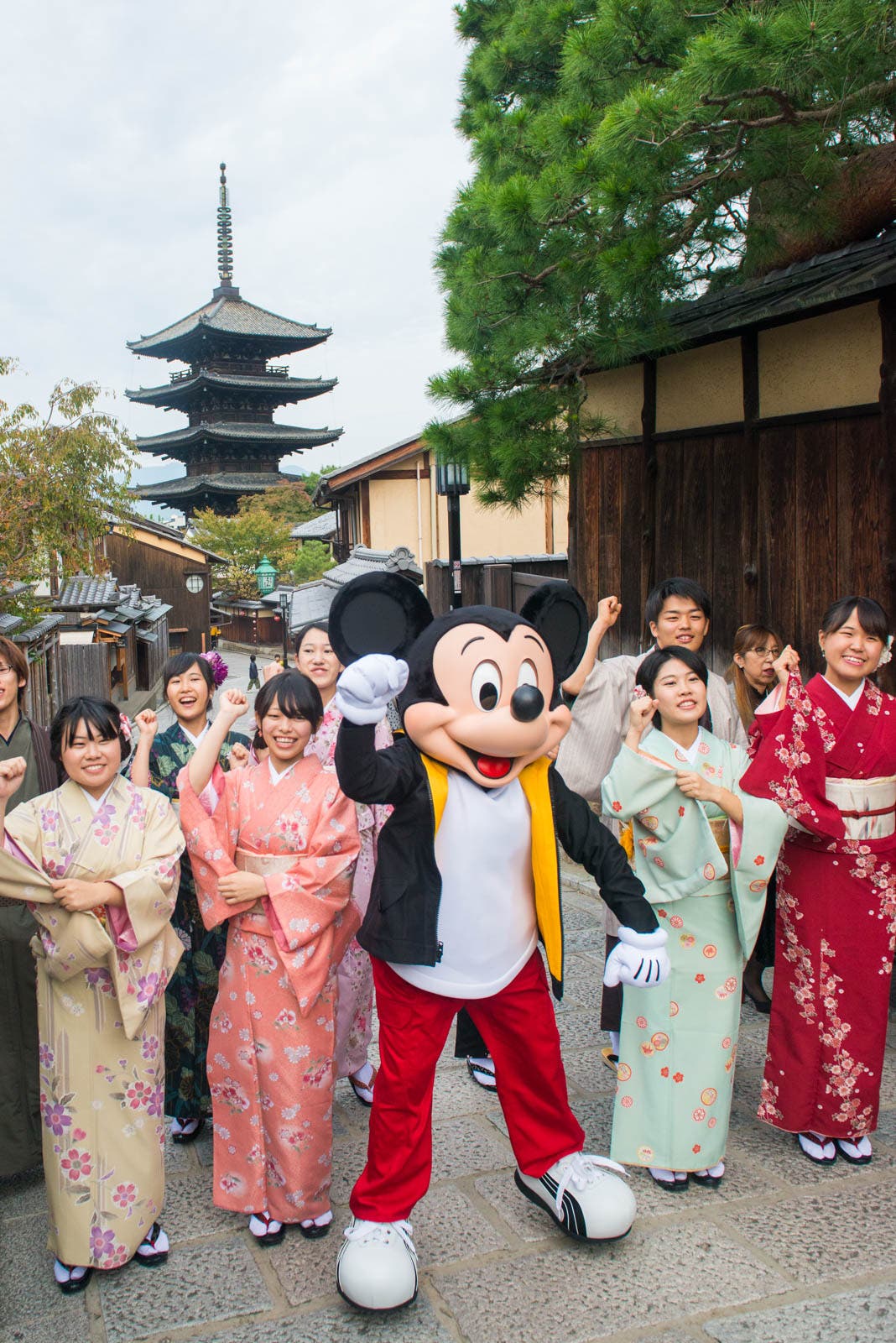 Mickey Mouse with the "tower group" on his around the world journey (courtesy)