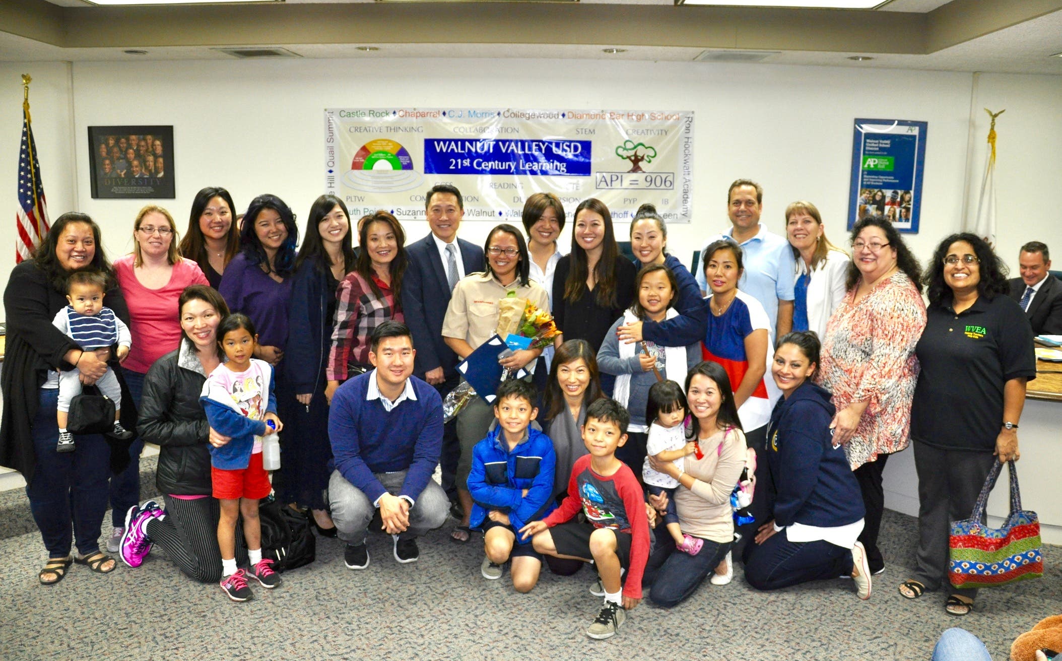 Walnut Elementary celebrates honoree Cynthia Hua Pinpin during November 16 Board Meeting.