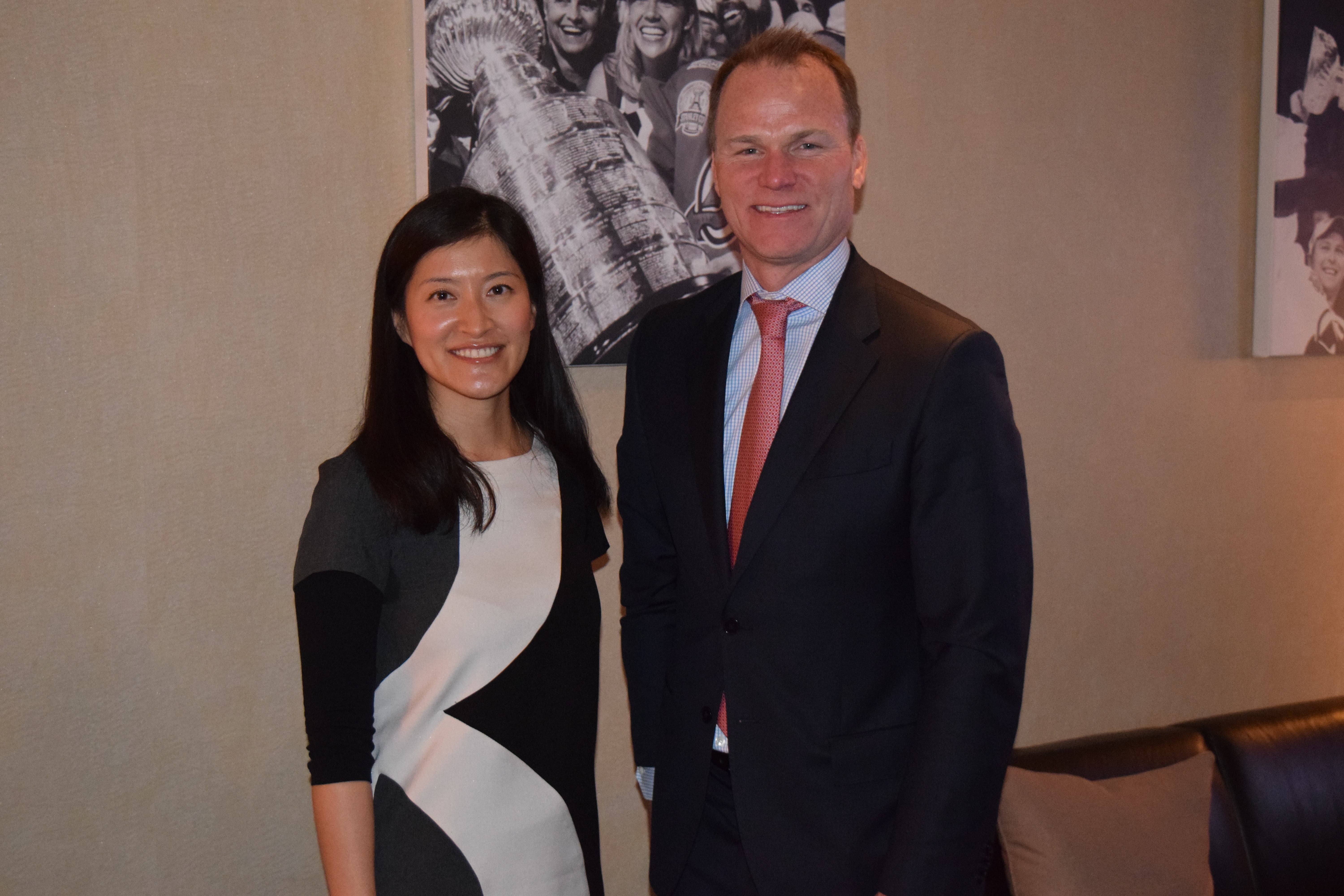 Hugh Weber, President of the New Jersey Devils and Prudential Center and Sarah Key, Director of Corporate Giving at Prudential Financial