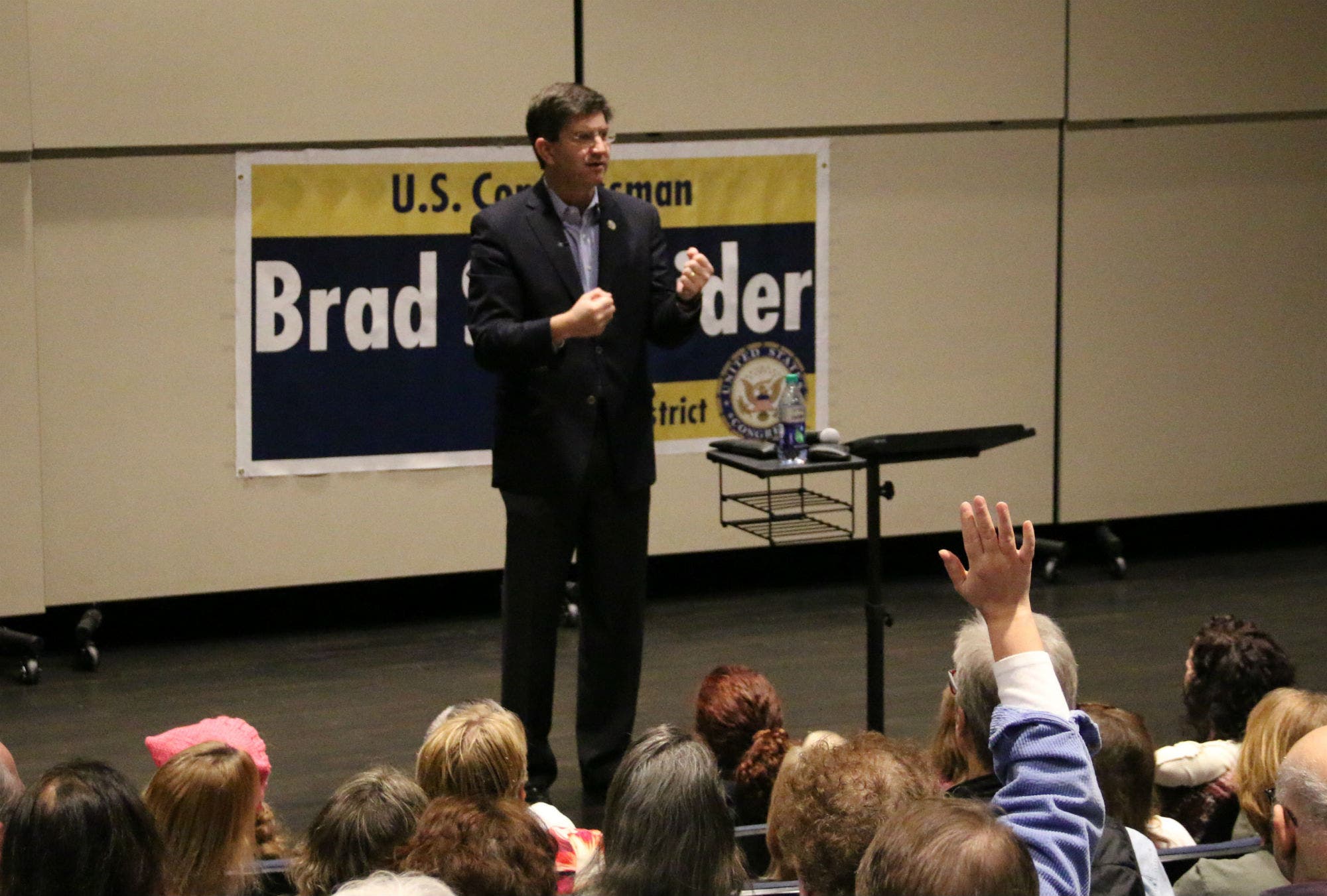 U.S. Rep. Brad Schneider meets with constituents at the Northbrook Public Library, Feb. 18.