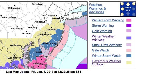 New Jersey Weather UPDATE: Weekend Winter Storm Warnings, Watch Issued ...