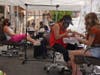 Under special city permit, a nail salon in Vista, Calif. has moved its operations outside to avoid having to close again during the pandemic, Aug. 1, 2020.