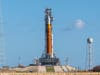 The Artemis 2 Space Launch System rocket is positioned on Launch Complex 39 - Pad B shortly after ''hard down'' at Kennedy Space Center in Cape Canaveral, Florida, on March 20, 2026.