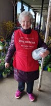 Marilynn Dunlap helped collect donations for St. Coletta's on Friday, April 12. 