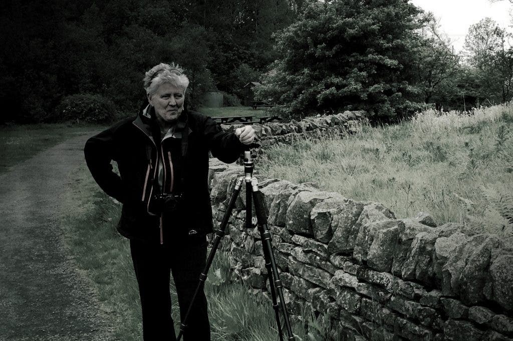 Janet Pritchard in the field in northern England, working on a project about Hadrian's Wall, built by the Romans.