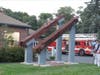 Beams from the World Trade center sit at a memorial in Enfield. 