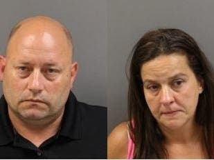 The booking mug shots of Dale Robbins and Bambi Czernek. 