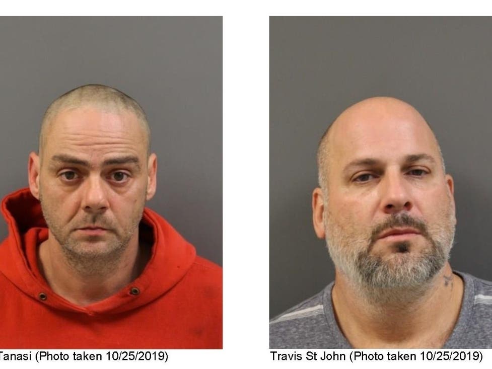 Booking mug shots of Patrick Tanasi (left) and Travis St. John