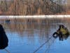 A deer was rescued off an ice-covered pond in Glastonbury on Wednesday.
