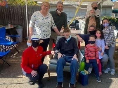 Kenneth Chadwick's 100th birthday parade in Manchester.