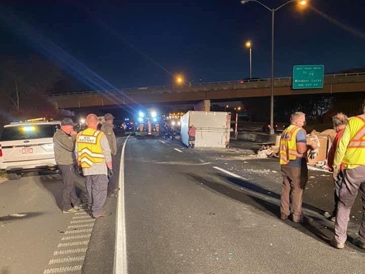 A tractor-trailer rolled over on the northbound side of Interstate-91 and wreaked havoc with traffic Tuesday.