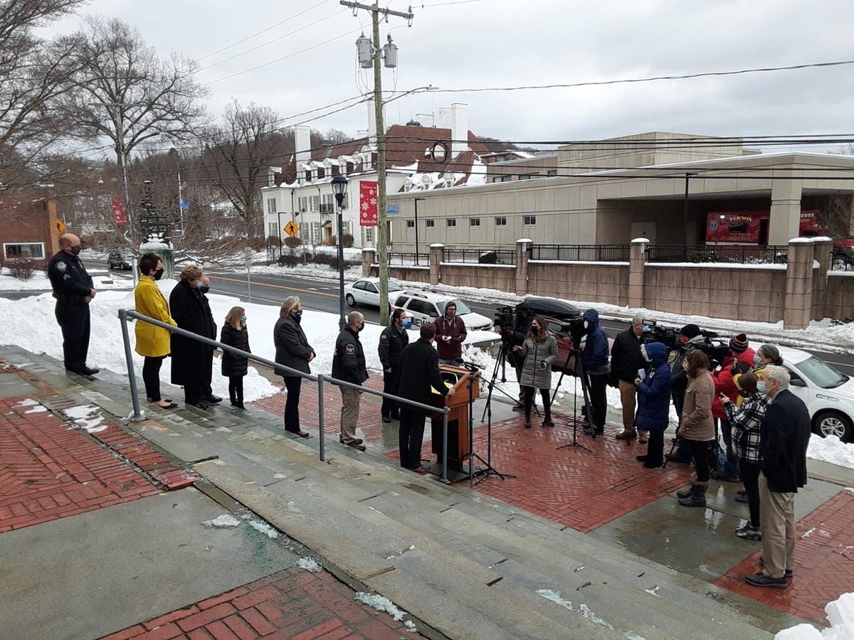 Area municipal officials and ECHN officials explained a pause in first-coronavirus vaccines Wednesday at the Rockville Library and adjacent Rockville General Hospital hospital. 