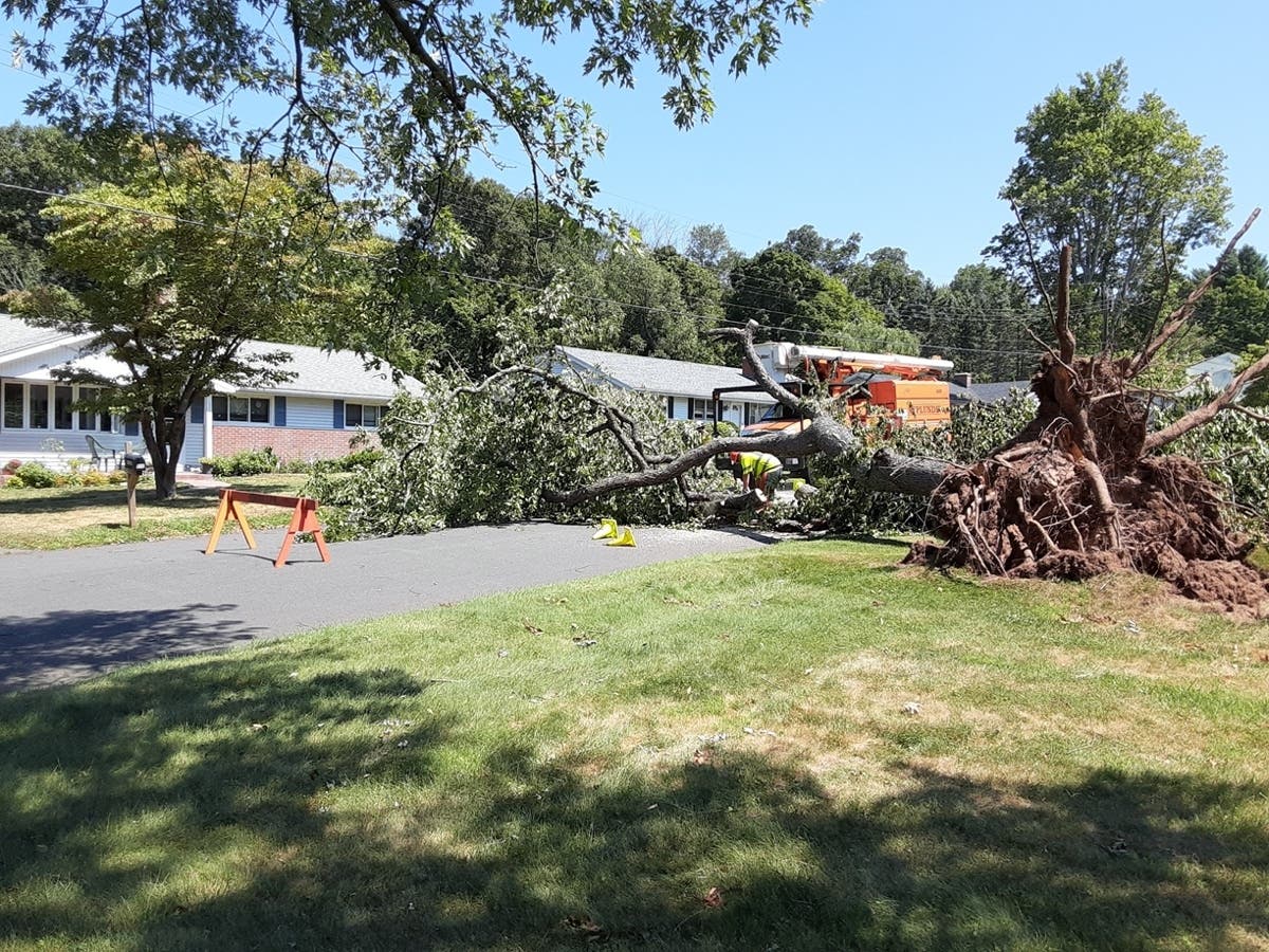 Tropical Storm Isaias left a swath of damage though Connecticut last summer, including a street in Vernon. 