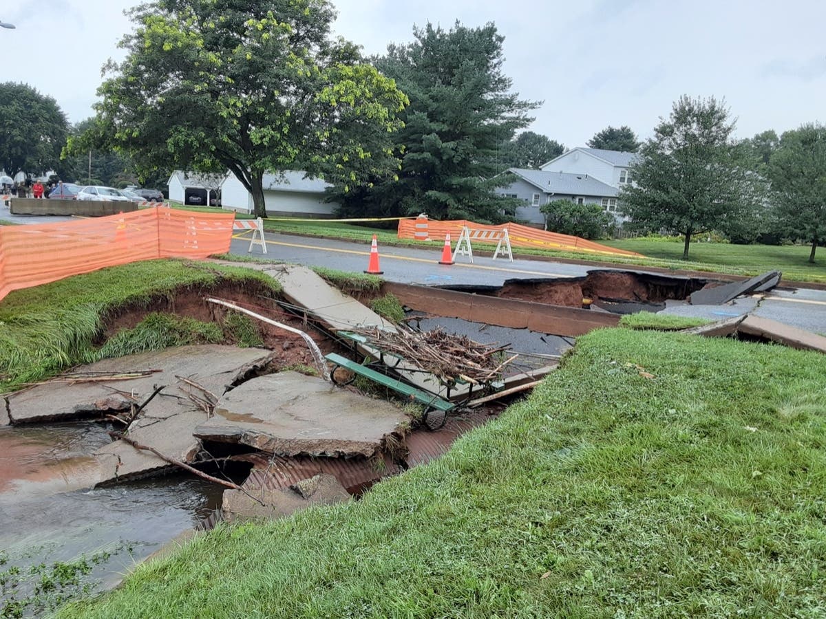 Manchester officials are working on both short-and long-term solutions to getting a section of Ambassador Road open after it was washed during Tropical Storm Henri. 