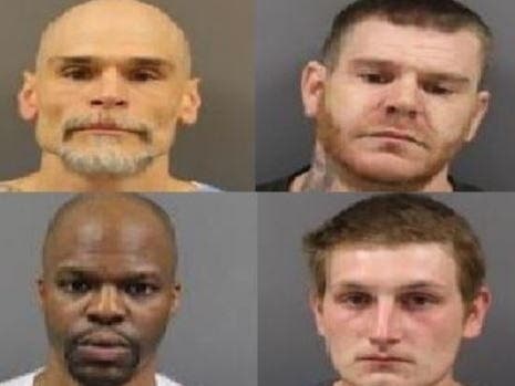 Arrested  in a drug and gun sting were, clockwise from top left, Darrik Forsythe, Ronald Vaccaro, Nicholas Kopek and Lamar "Bless" Midgette. 