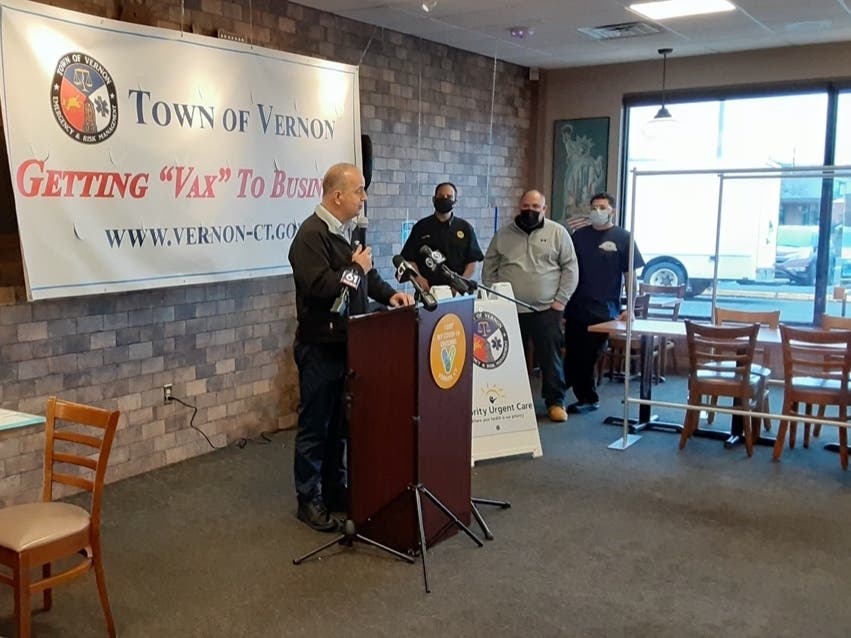 Dan Champagne at a vaccination event earlier in the pandemic. 