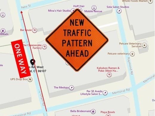 A road in West Hartford has a new traffic pattern, police announced. 