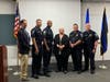 Manchester police were on hand in force for the MRR check presentation to Interval House at police headquarters. 