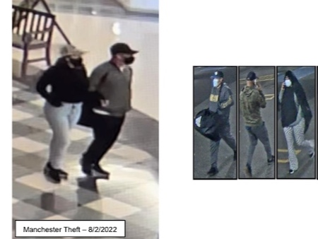 Lookouts worked with thieves to rip off a jewelry kiosk at the Buckland Hills mall in Manchester, police said. 