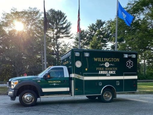 The new "Green Machine" ambulance in Willington. 
