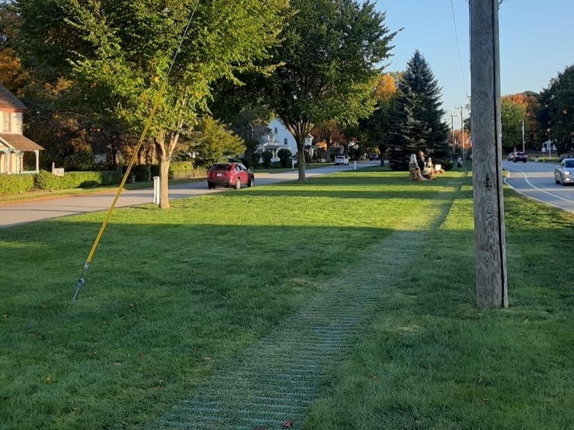 A section of Grass Mat on the Tolland Green. 