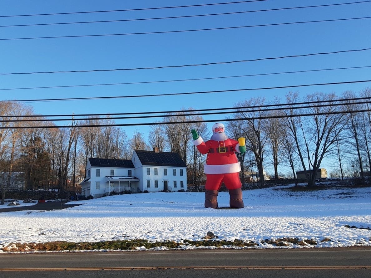 The giant Santa on Tolland Stage Road. 