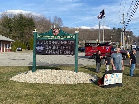 The Tolland Fire Department message board made it clear Tuesday what Tolland's favorite team is. 