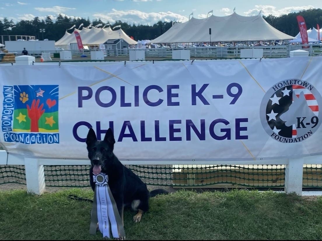 Glastonbury police officer Neal Cavanaugh and police dog Soleil took home third place at the Dream Ride Experience Police K-9 Challenge last month in Farmington.