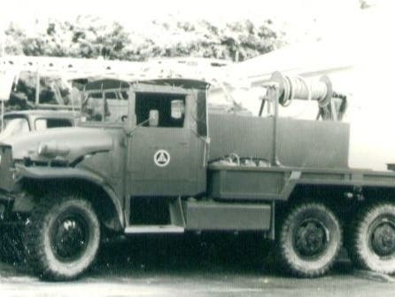 In 1972, a 20-year-old GMC 6-by-6 truck was acquired from the United State Army and converted to a fire vehicle in Tolland. 