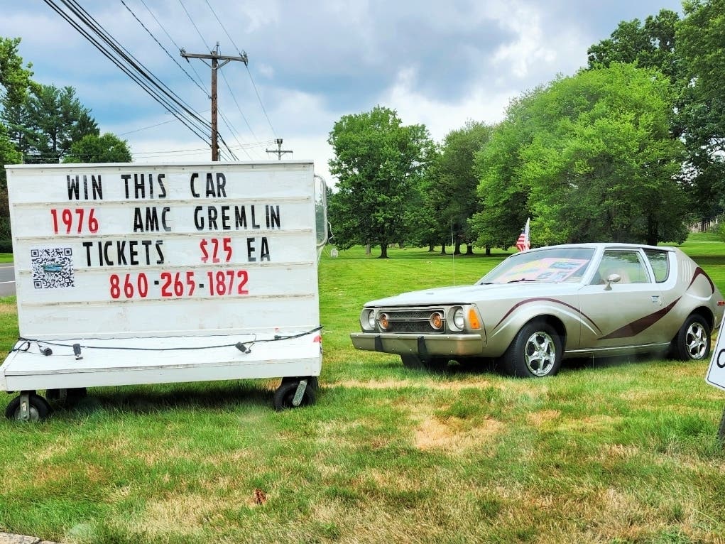 An actual 1976 Gremlin being raffled off in 2024 in Enfield. 