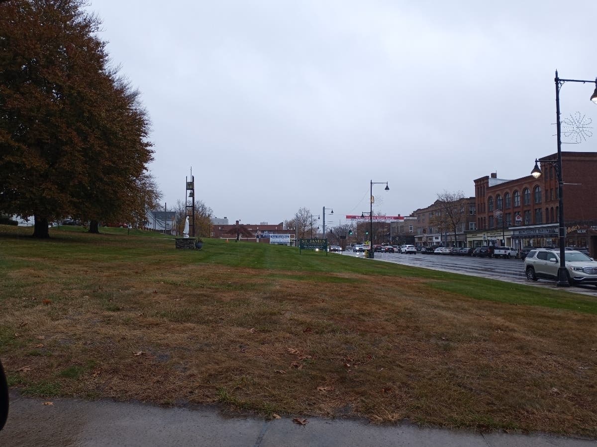 The St. James Church lawn will be turned into stadium seating for the 88th Manchester Road Race. 