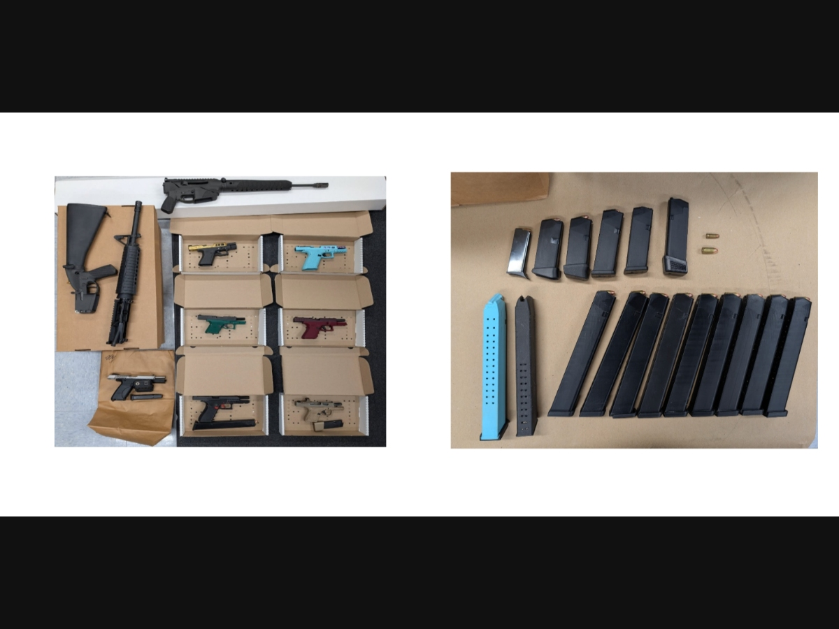 Guns an d magazines were taken from a Manchester home Wednesday, police said. 