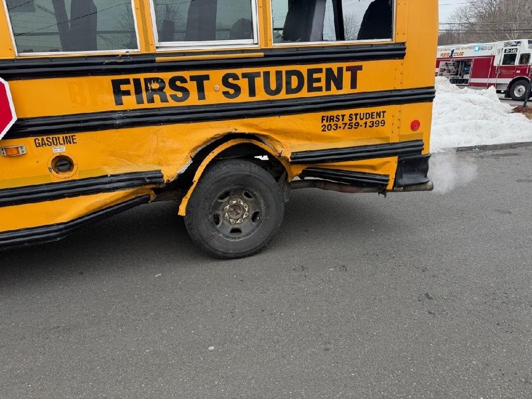 Bus 43 after the crash in Vernon Thursday. 