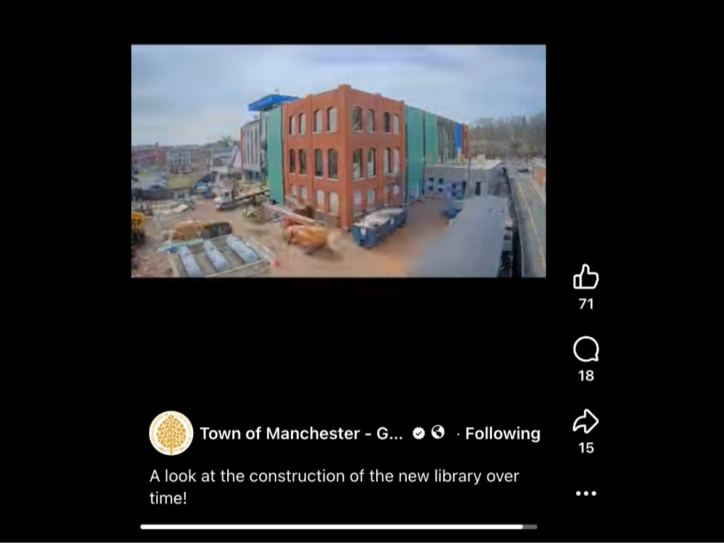 A time lapse video shows how Manchester's new library has progressed over the past 54 months. 