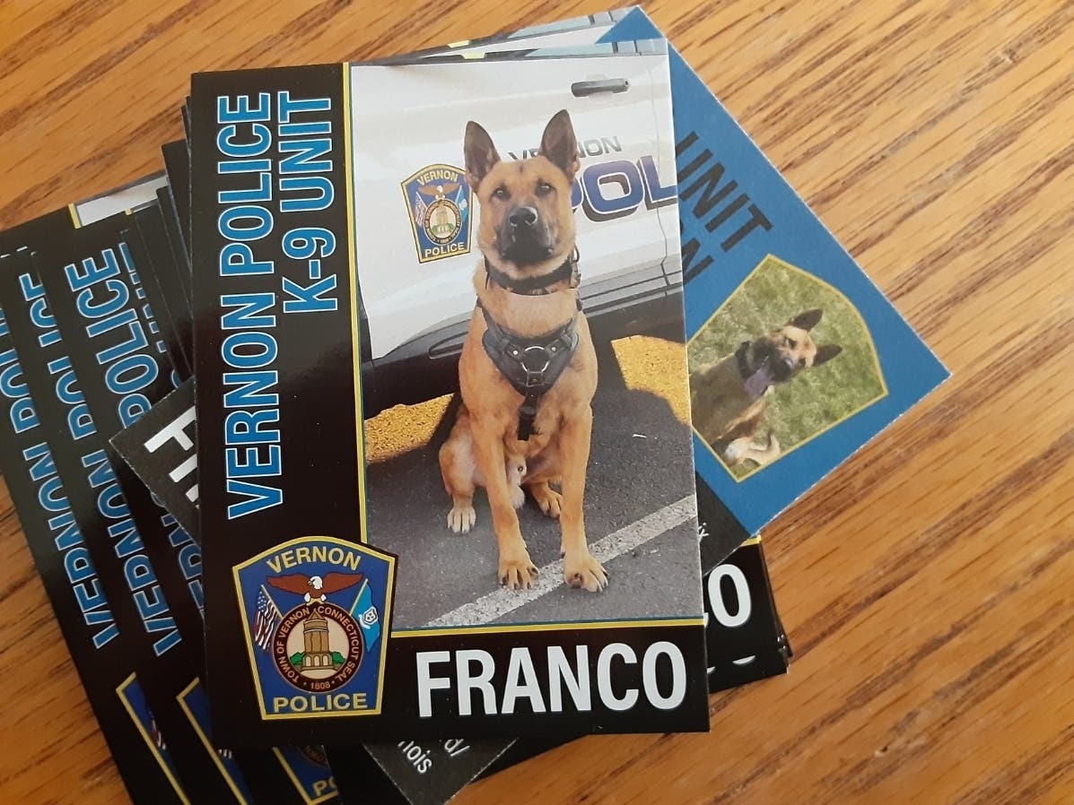 A traffic stop escalated into a narcotics arrest when Vernon police dog Franco discovered drugs in an erratic driver's car, an arrest report says.