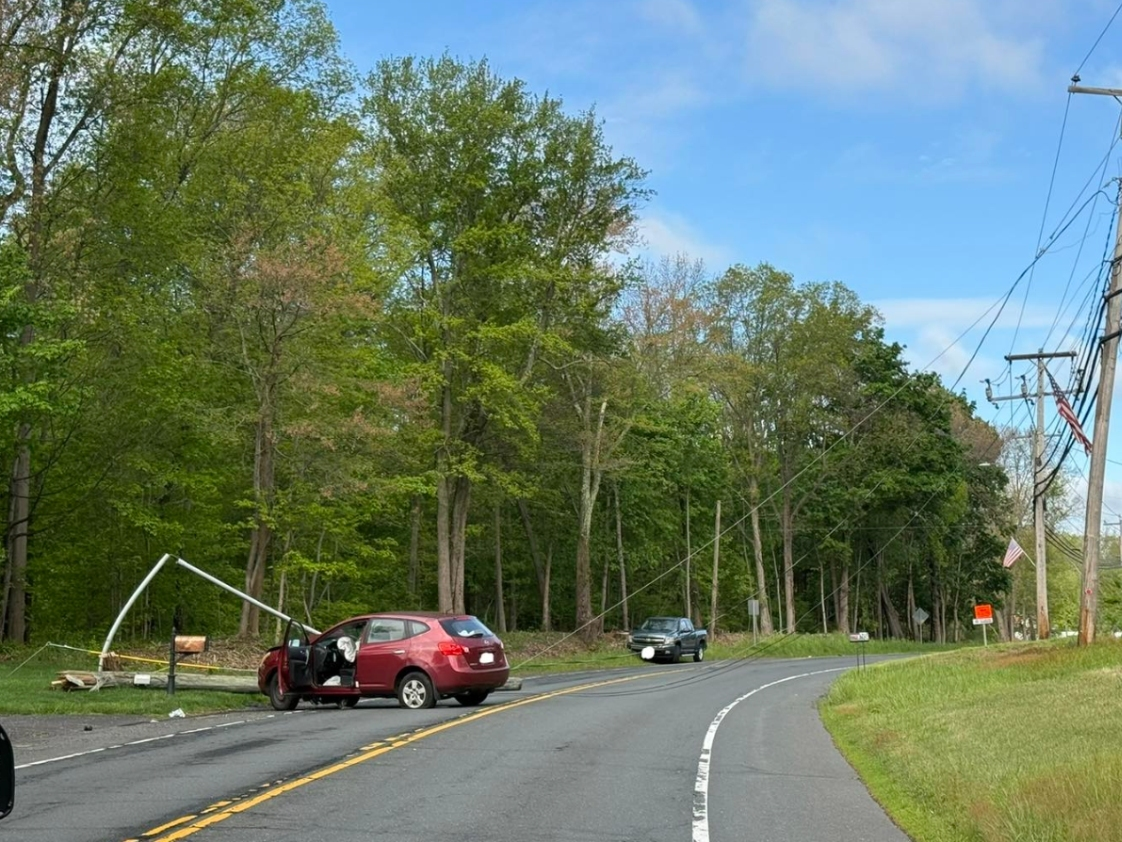 A car slammed into a utility pole in Somers Friday morning.