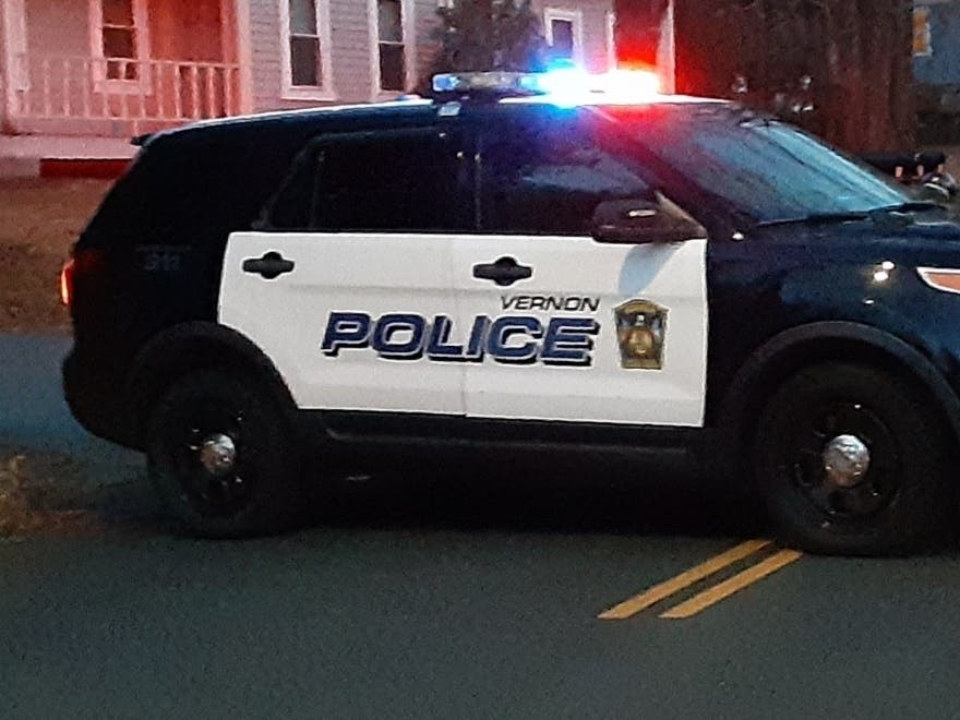 A man heaved a chair at a house and then fled into a neighborhood Monday, Vernon police said.