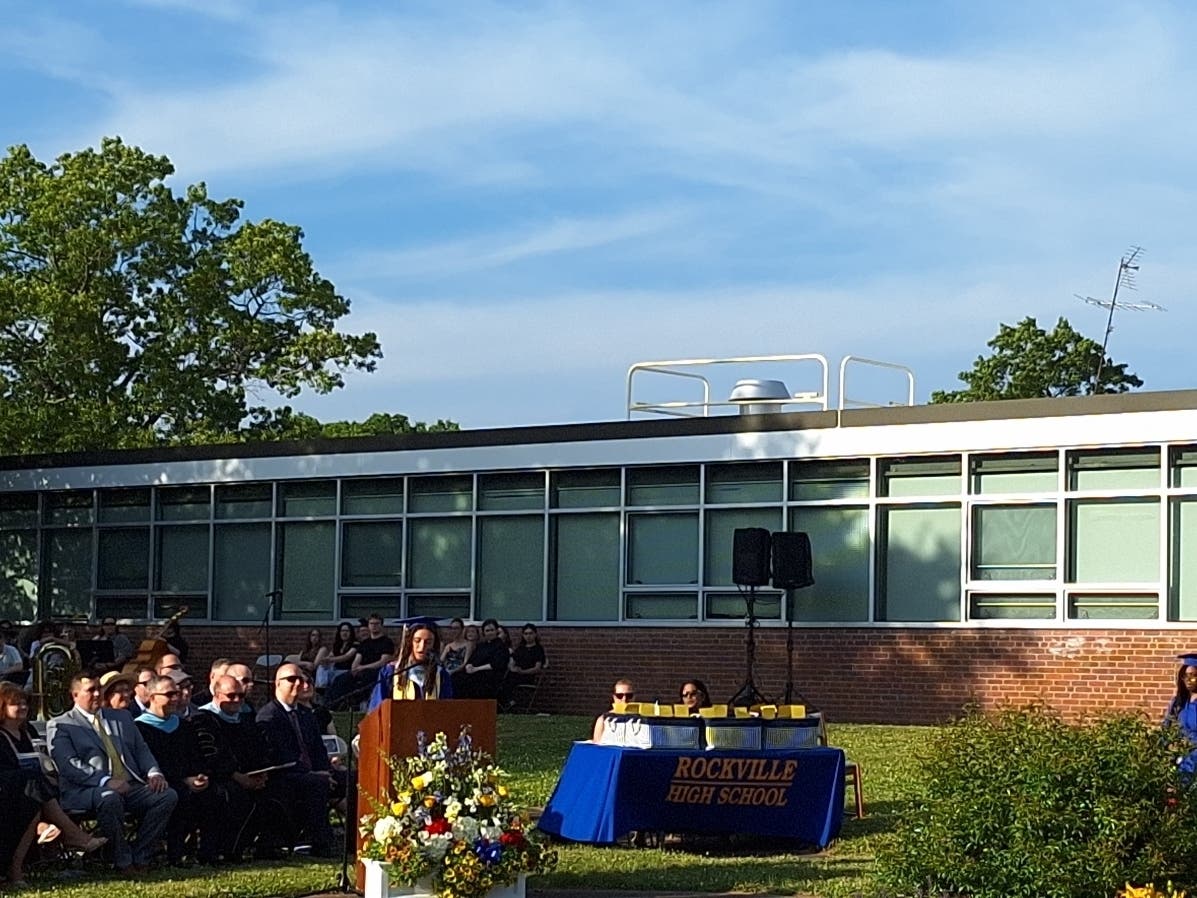 RHS Class of 2026 President Iris Hida delivers her commencement address Thursday.