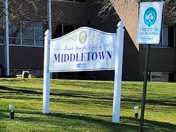 A car hit a pedestrian in Middletown Sunday.