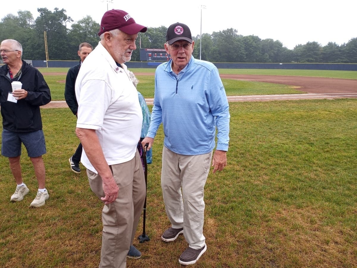 Wayne Norman at the dedication of Eastern's baseball field in honor of legendary coach Bill Hollowaty.