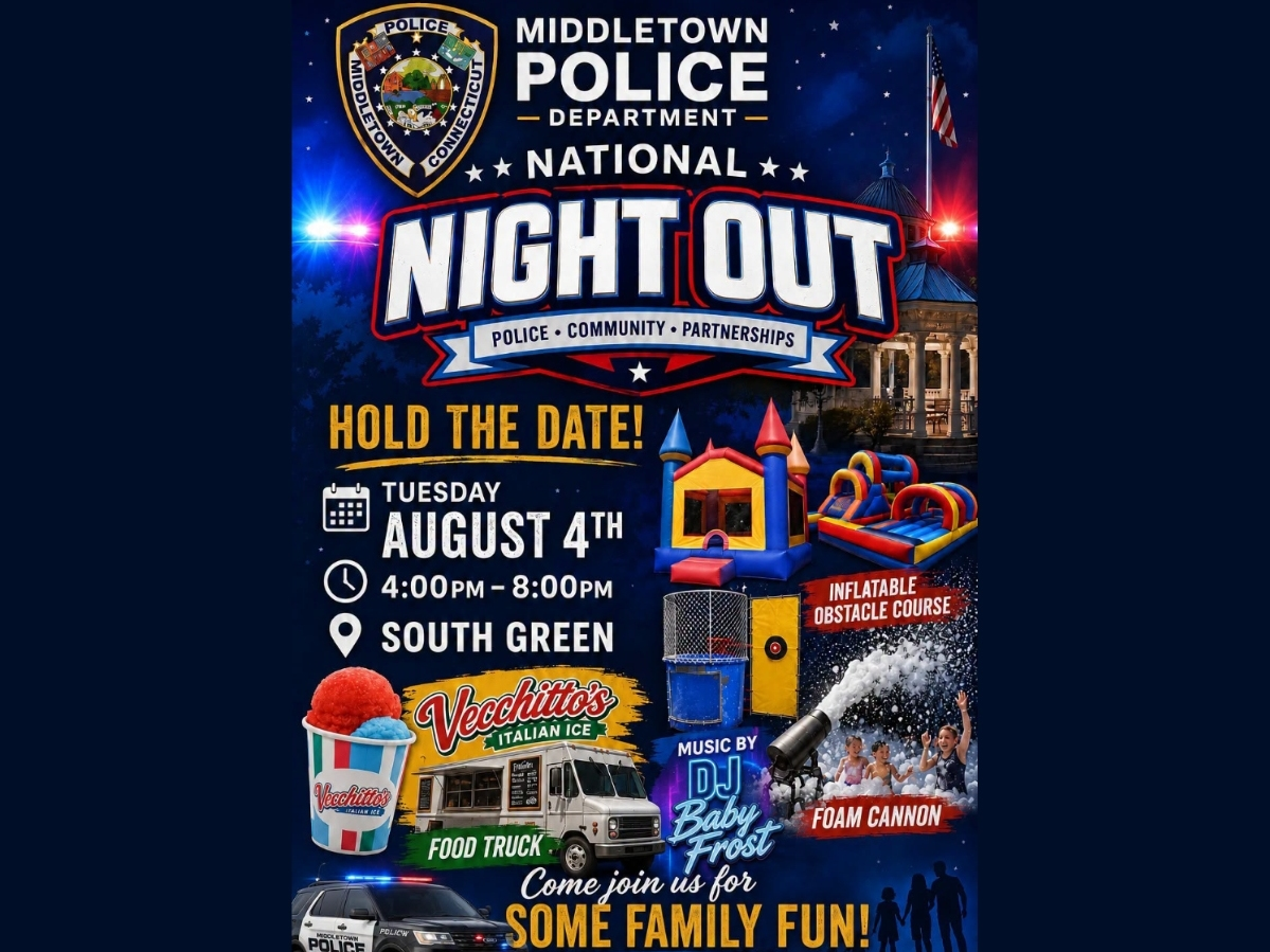 The Middletown Police Department is hosting its annual National Night Out on Tuesday, Aug. 4, with a four-hour event planned at the South Green.