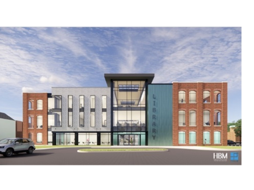 A rendering of the new library.